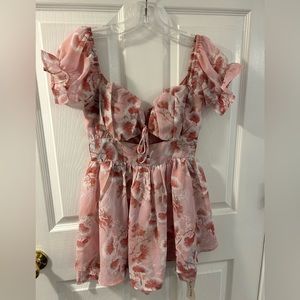 Chu Sau Beauty Pink Floral Romper/Playsuit; size S